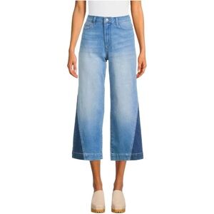 Women's Wide Leg Panel Jeans 70’s Retro Style Mid Rise Cropped Length Size 4